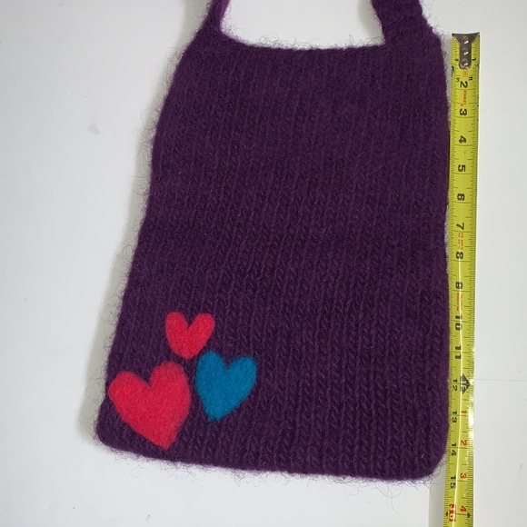 🆕 Handmade Felted Purple Hobo Bag with Hearts - Picture 8 of 10